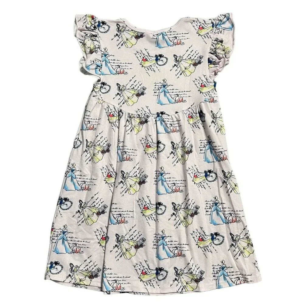 Girls 5-6T Pink Princess Belle - Cinderella - Snow White Pearl Dress